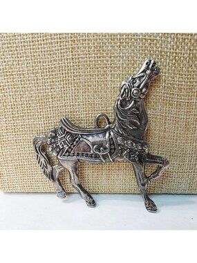 Vtg 7th Edition Silverplate Reed and Barton Carousel Horse Ornament
